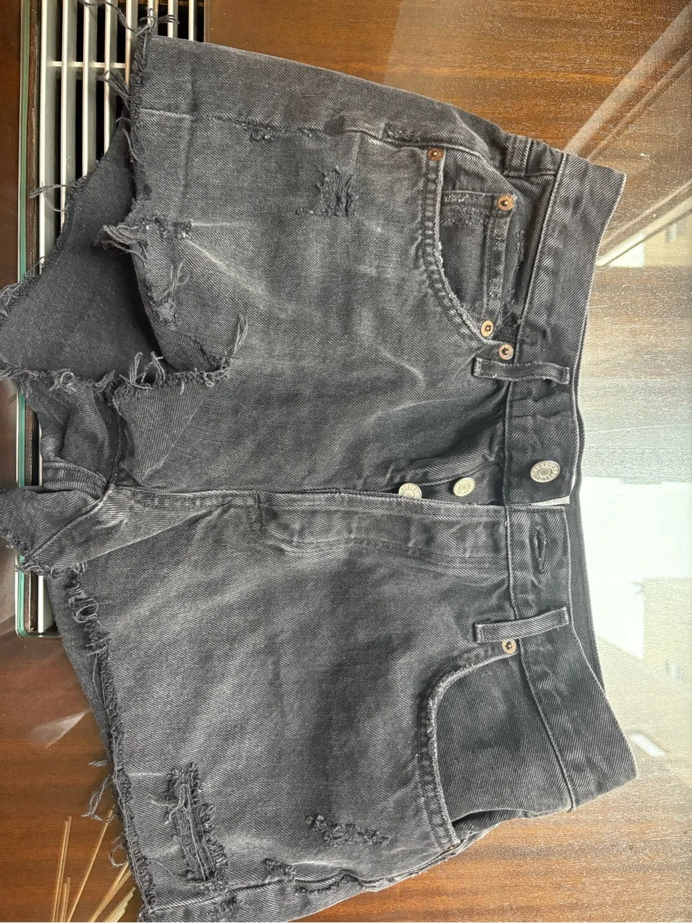 Agolde Black Washed Denim Shorts